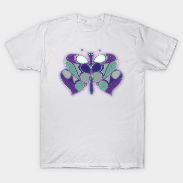 Cosmic Blue Butterfly T-Shirt by CATiltedArt